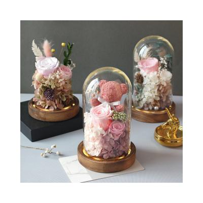 China Roses Flower Bouquet Gift Glass Cover for Valentine'S Day for sale