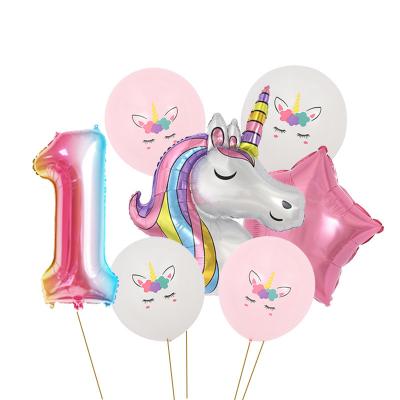 China Birthday Party Festival Decoration Supplies Unicorn Rainbow Aluminum Film Balloons for sale