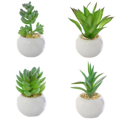 China Potted Desktop Artificial Plant White Round Ceramic Basin Real Touch for sale