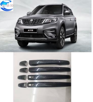 China Decoration+Protection ABS Carbon Fiber Car Side Door Handle Cover Trim Exterior Accessories For GEELY BOYUE PROTON X70 2018 for sale