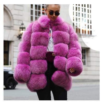 China Wholesale Abrigos De Piel Women's Real Fox Fur Coat Fashionable Ladies Pink Suede Style Luxury Black Sexy Breathable Winter For Women for sale