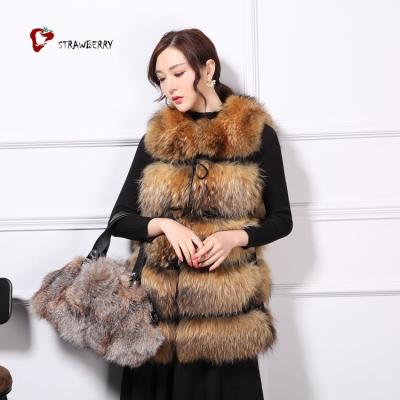 China Breathable Casual Stylish Adults Knitted Winter Fur Vest With Pocket for sale