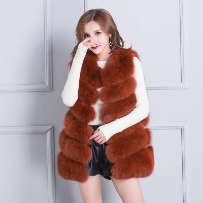 China 4 Colors Breathable 6 Segments Boutique Women Clothing Ladies Real Fox Fur Vest Women for sale