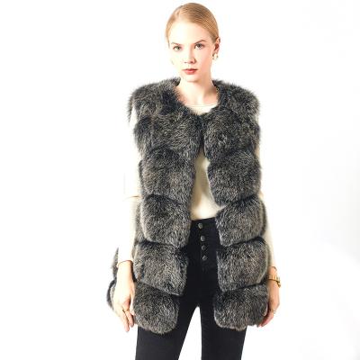 China Real Fox Fur Gilet Chaleco De Mujer Woman Breathable Hot Selling Vest 70cm Long Fur Women Custom Made Sleeveless Real Fluffy Coat For Ladies for sale