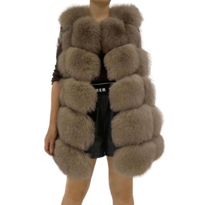 China Fashion Breathable Winter Warm Real Fur Vest Coats Fashionable Thick Real Fur Long Style Vest For Women for sale