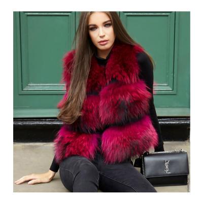 China Chaleco Mujer Raccoon Fur Waistcoat Women Real Sustainable Real Fur Vest Waistcoat Women Fluffy Knitted Natural Raccoon Fur Vest for sale