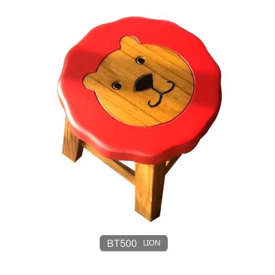 China KD Easy Assembling Small Solid Wood Chinese Stool For Kids Curved With Animal for sale