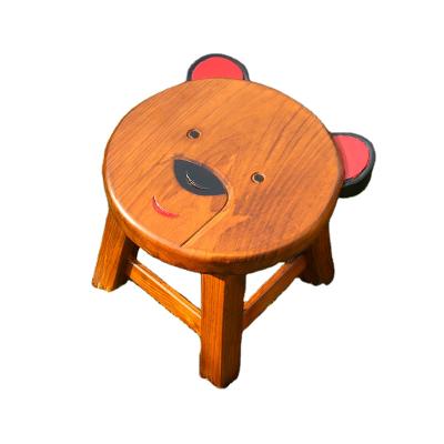 China Factory Selling KD Directly Assemble Easy Small Solid Wood Chinese Stool For Children Curved With Animal for sale