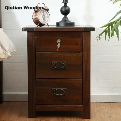 China Easy Assembling KD Wooden Bedside Walnut Color Bedroom Furniture Wooden Nightstand for sale