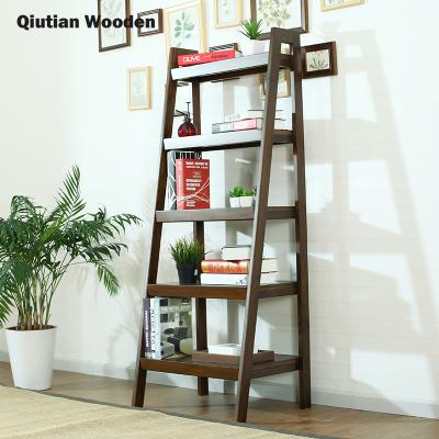 China KD Easy Assembling Solid Wooden Book Shelves Supermarket Walnut clour Home Furniture for sale