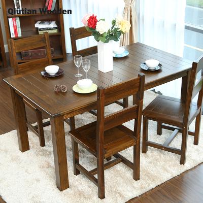 China KD Style American Solid Pine Dining Table Set and Rectangular Wooden Easy Meeting Chair Restaurant Furniture for sale