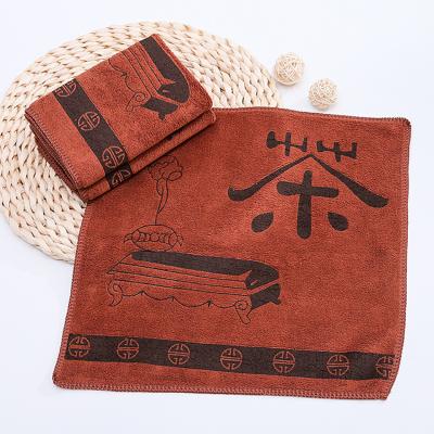 China Kitchen Towel Microfiber Towel Sustainable Absorbent Thickened Printed Square Tea Towel for sale