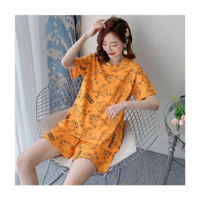 China Summer QUICK DRY Women's Pajamas Set Cute Short Sleeve Cartoon Print Deer Pajamas Set for sale