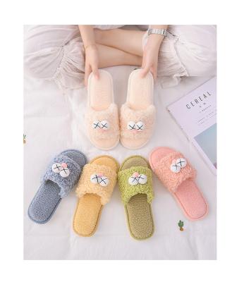 China New Fashion Trend Cartoon Plush Doll 3D Childish Casual House Clog Single-Term Opening Cute Slippers for sale