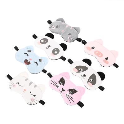 China Shading Cute Cartoon Eye Shape Panda Plush Eye Mask Soft Short Sleep Mask Girl for sale