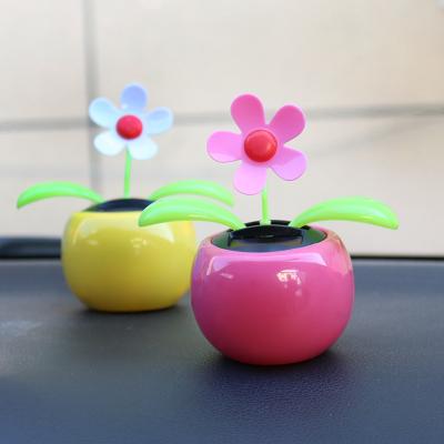 China Sunflower Luxury Solar Powered Auto Shake Flower Car Sticker Interior Decoration Key Accessories Ornaments Multicolor Options for sale