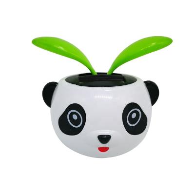 China Battery Logo Promotional Gift Cartoon Panda Car Solar Flower No Battery Shaking Decoration Head Toy for sale