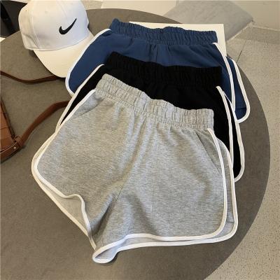 China 2022 Hot Selling Anti-Wrinkle High Waist Slimming Sports Leisure Shorts Cotton Solid Color Pocket Women's Running Female Bike Shorts for sale