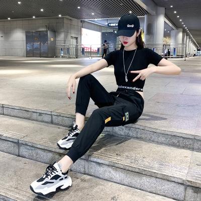 China Wholesale 2021 Summer Fashion Short Sleeve Leisure Sports Women's Jazz Dance Hip Hop Suit QUICK DRY 2 Piece Set for sale