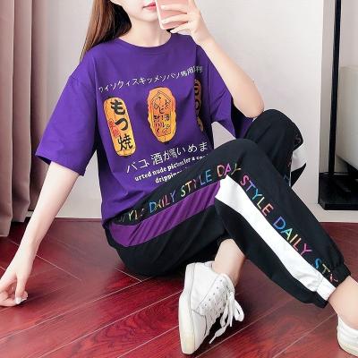 China QUICK DRY Ghost Stage Dance Clothes Short Sleeve Two Piece Suit Fashion Leisure New 2022 Dress Summer Women Leisure Sports Suit for sale