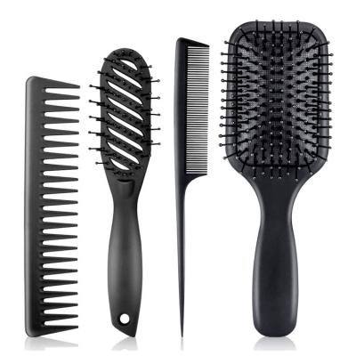 China New Arrival Waterproof 4pcs Matte Plastic Paddle Straightener Comb Detangling Beauty Tool Kit Hair Brush Detangle Set for Men for sale