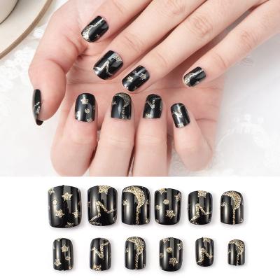 China New Finished Nail Eco-friendly Material Art Sticker Cartoon Decal 12 Optional Wearable Finished Removable Fake Nail Patches for sale