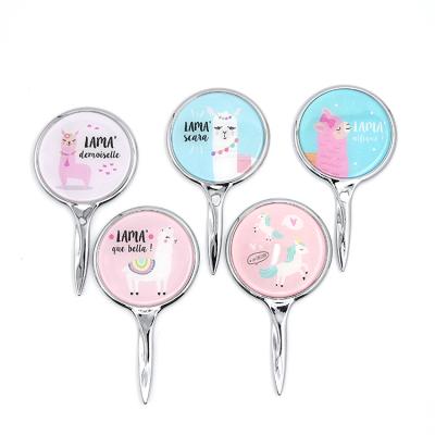 China Mini Portable Handheld Cute Double-Sided Cosmetic Mirror Lamp Mirror Lamp Wholesale Custom Logo for sale