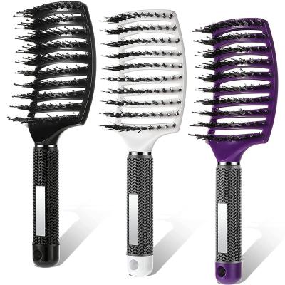 China Waterproof Detangling Boar Hair Curled Exhaled Hair Brush Large Exhaled Massage Thick Barber Hairdressing Styling Detangling Hair Brush for Women for sale