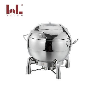 China 304 Stainless Steel Glass Cover Hydraulic Hinged Chafing Dish 11 Liter Deep Soup Station For Buffet Display for sale