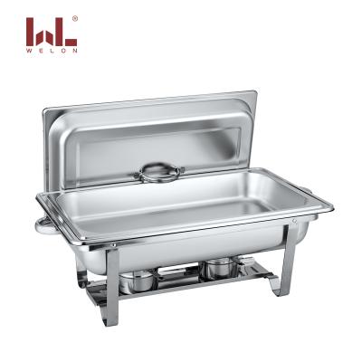 China Cheap food pan rectangle 9L stainless steel dish buffet chafing dishes GN 1/1 food warmer showcase electric chefing display for sale