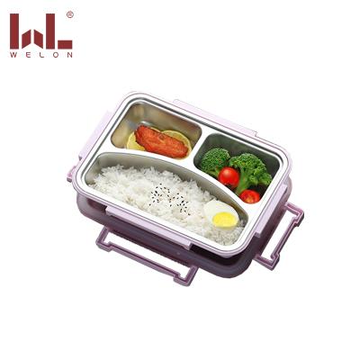 China Eco - Friendly Three - Compartment 304 Stainless Steel Bento Box Food Containers With LIDS for sale