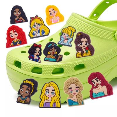 China Custom Barbie Croc Shoe Charm Designer Rubber Shoe Charm Girls Cartoon Croc Shoe Ornaments Charms For Decoration Croc for sale