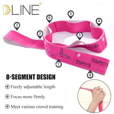 China High Quality Latex Yoga Stretch Strap Elasticity Yoga Strap With Multi Buckles for sale