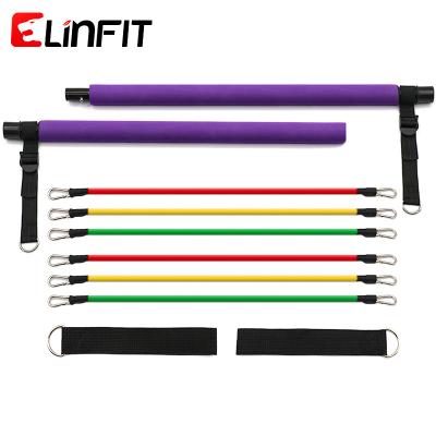 China Sports Workout Fitness Home Indoor Exercise Yoga Stick Portable Pilates Bar Kit With Resistance Band for sale