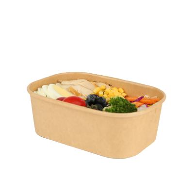 China 100% Compostable Biodegradable Disposable Rectangular Paper Bowl With Lid for sale