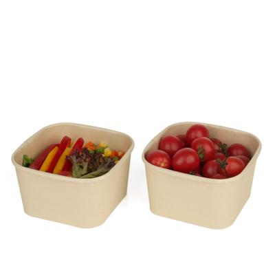 China Greaseproof Eco Friendly Take Out Square Kraft Disposable Rectangular Bowl With Lid for sale