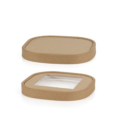 China Eco-Friendly Square Paper Lid Rectangular Paper Lid With PLA Window for sale