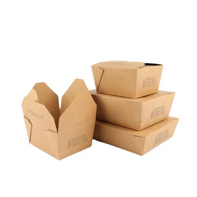 China High Quality Eco Friendly Disposable Biodegradable Square Kraft Paper Takeout Food Container for sale