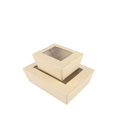 China Eco-friendly 100% Biodegradable Compostable Large Bamboo Paper Salad Containers With PLA Window for sale