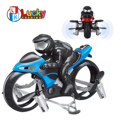 China RC Hobby 2.4G 2 in 1 RC Mini Flying Motorcycle Drone Aircraft Remote Control High Speed ​​360 Kids Stunt Roll Racing Car for sale