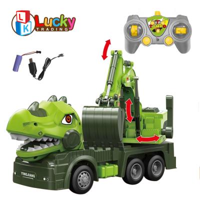 China Cheap Price Dinosaur Remote Control Construction Digging Truck Toys RC Excavator Monster Vehicle Toy For Kids for sale