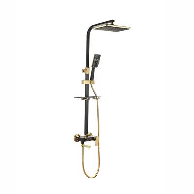 China With Slide Bar Factory Wholesale Price Luxury Bathroom Gold Body Wall Mounted Whole Body Bath Shower Faucets Black Sets for sale