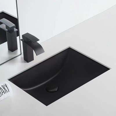 China Factory Direct Selling Easy Clean Black Rectangular Porcelain Under Counter Mount Luxury Bathroom Sink for sale