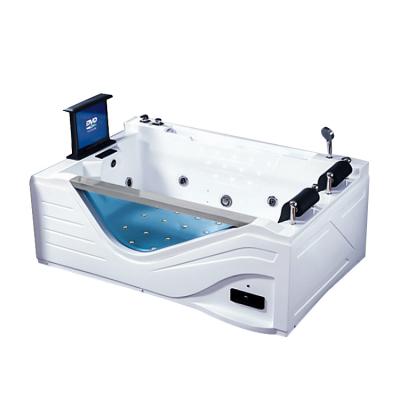 China Luxury Large Size Square Acrylic Massage Two Person Spa Freestanding Whirlpool Bathtub For Sale for sale