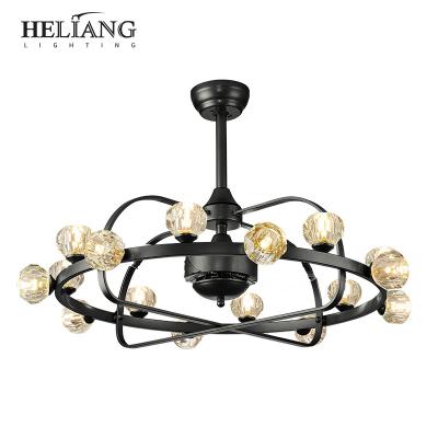 China Nordic frequency fan lamp light living room fan chandelier simple modern luxury crystal modern restaurant integrated household for sale