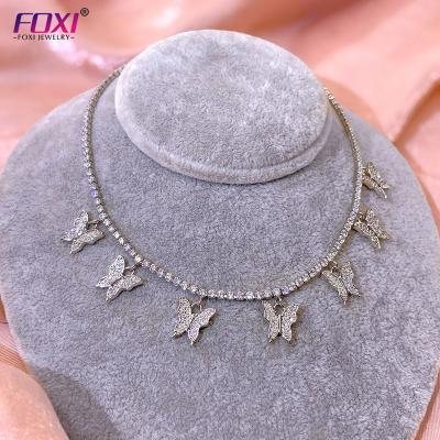 China Hyperbole Fashion Personalized Women's Jewelry Diamond Tennis Butterfly Chain Necklace for sale