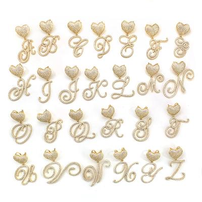 China CLASSIC hot sale luxury women iced out jewelry diamond gold silver rose gold cursive heart design initial letter m pendant pendant for sale