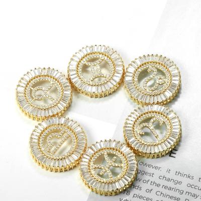 China Wholesale Vogue Zircon Gold Plated Star Circular Star Sign Zodiac Pendant Necklace for Women and Men for sale