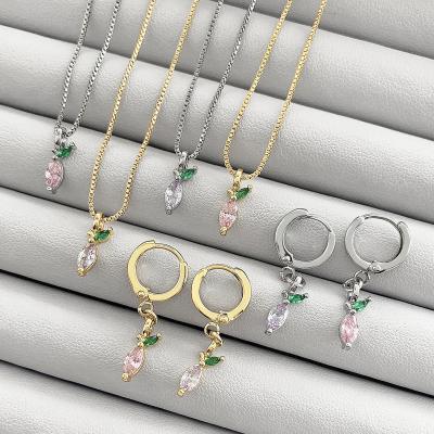 China 2022 Cute Fashionable Pear Shape Jewelry Set 3A CZ 18k Gold Plated Chain For Women Daily Jewelry Set for sale