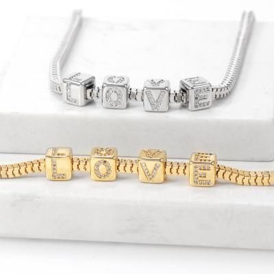 China High Quality Hot Selling Jewelry Set High Quality HIP HOP LOVE 18k Gold Letter Charm Icy Necklace For Valentine's Day Gift for sale